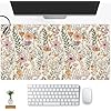 Alfombrilla de mouse para juegos de flores salvajes, bonita alfombrilla de mouse con diseño floral, protector completo de escritorio, decoración estética de escritorio 31.5 x 15.75 pulgadas