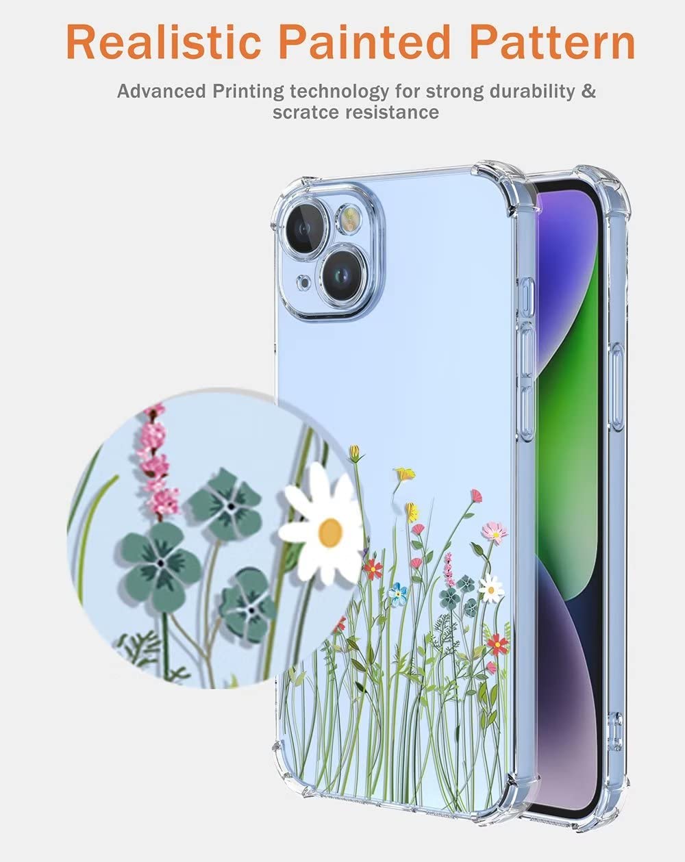 SEAHAI Trasparente Cover per Motorola Moto G53 5G, Rugged Custodia Full Body Antiurto Rigida PC Soft TPU Sottile Bumper Silicone Protettiva Case - Viola Chiaro