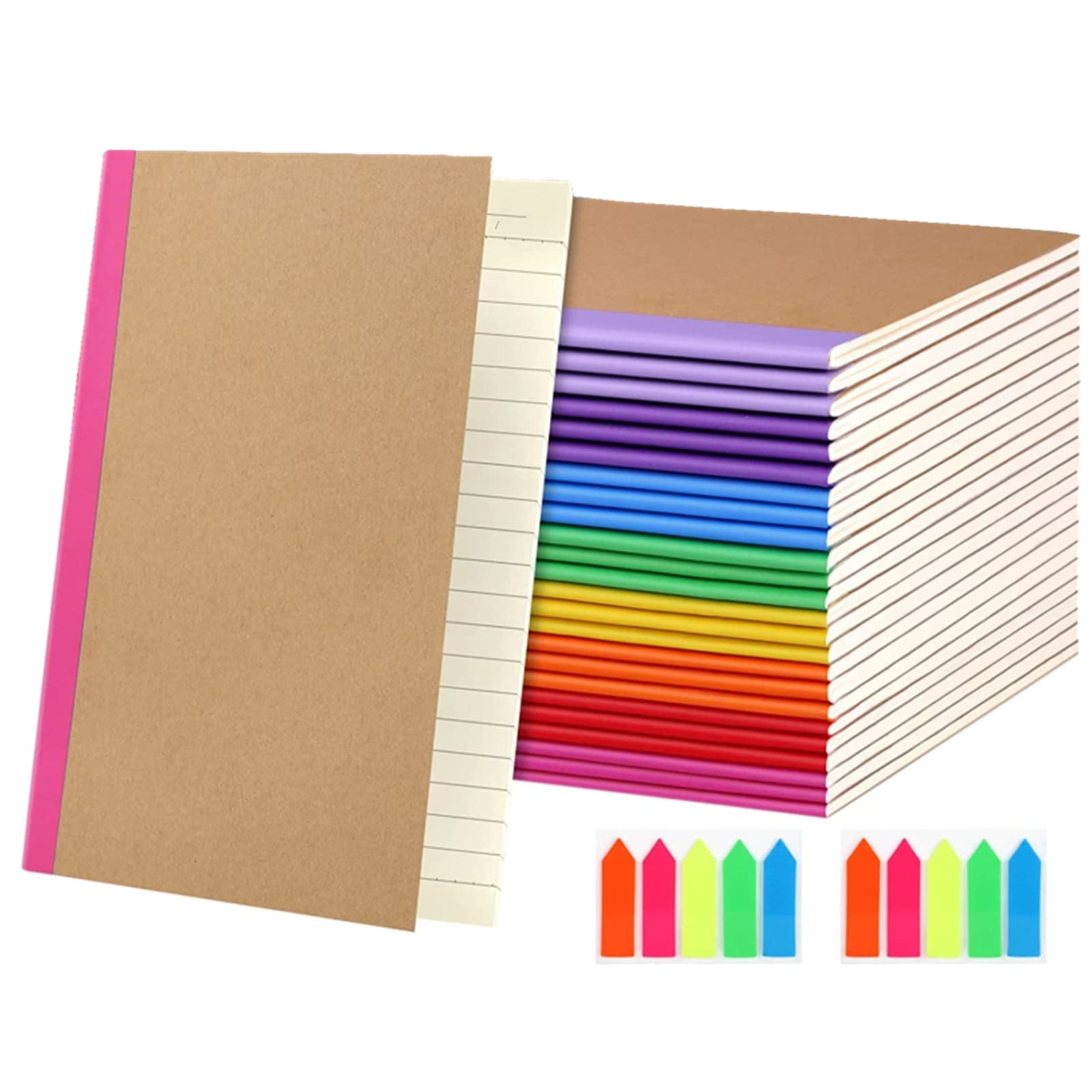 16 Pack Kraft Notebooks A5, Feela 60 Pages Lined Notepad Journal Bulk, Soft Brown Cover Multipack Notebooks For Students Travelers Writing Plans, Memos Office - View #7