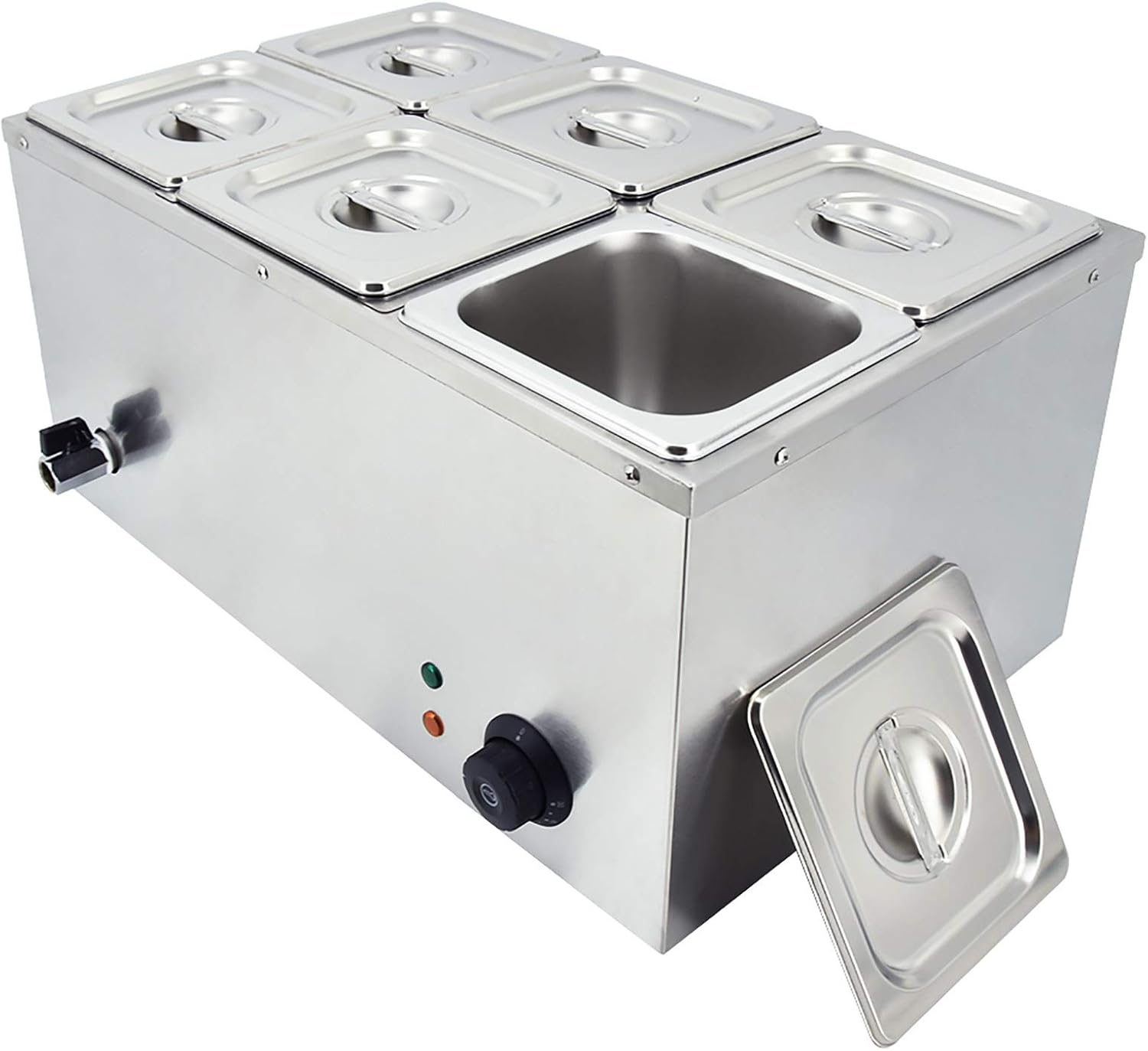 Commercial Food Warmer,6Pan Electric Bain Marie,110V Stainless Steel Buffet Food