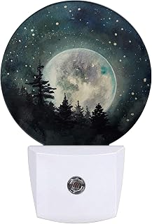 Starry Sky Night Light,Fantasy Forest Full Moon Nightlight Plug into Wall LED Lamp Auto Sensor Dusk to Dawn for Bedrooms/Kitchens/Toilets/Corridors,Energy-Saving