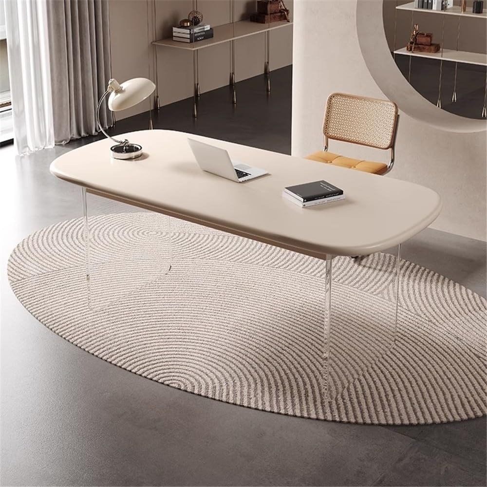 Acrittura Workstation bianca con gambe in acrilico trasparente