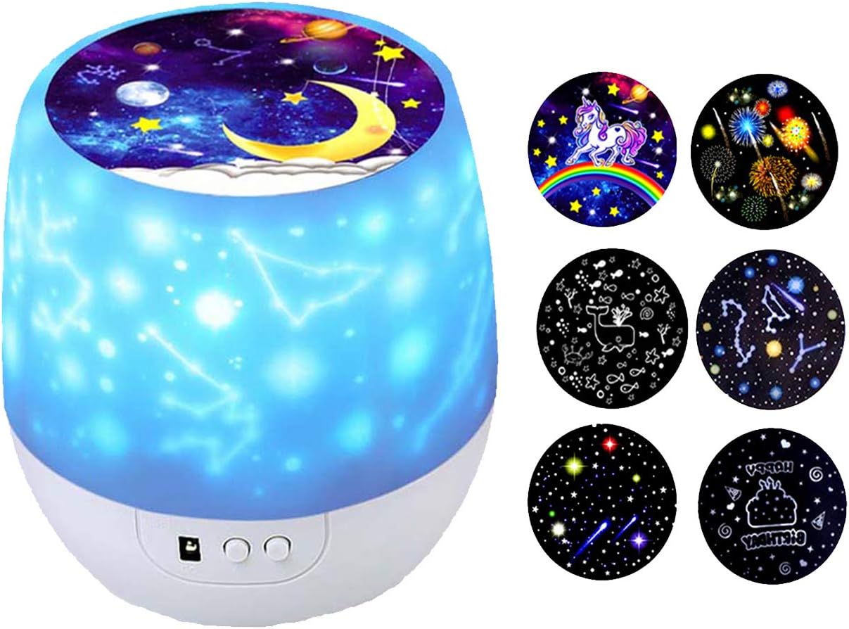 Kids Night Light Star Projector with 360 Degree Rotation Night Lighting lamp for Bedroom Best Slippers for Girls Boys (Flim-6 Set)