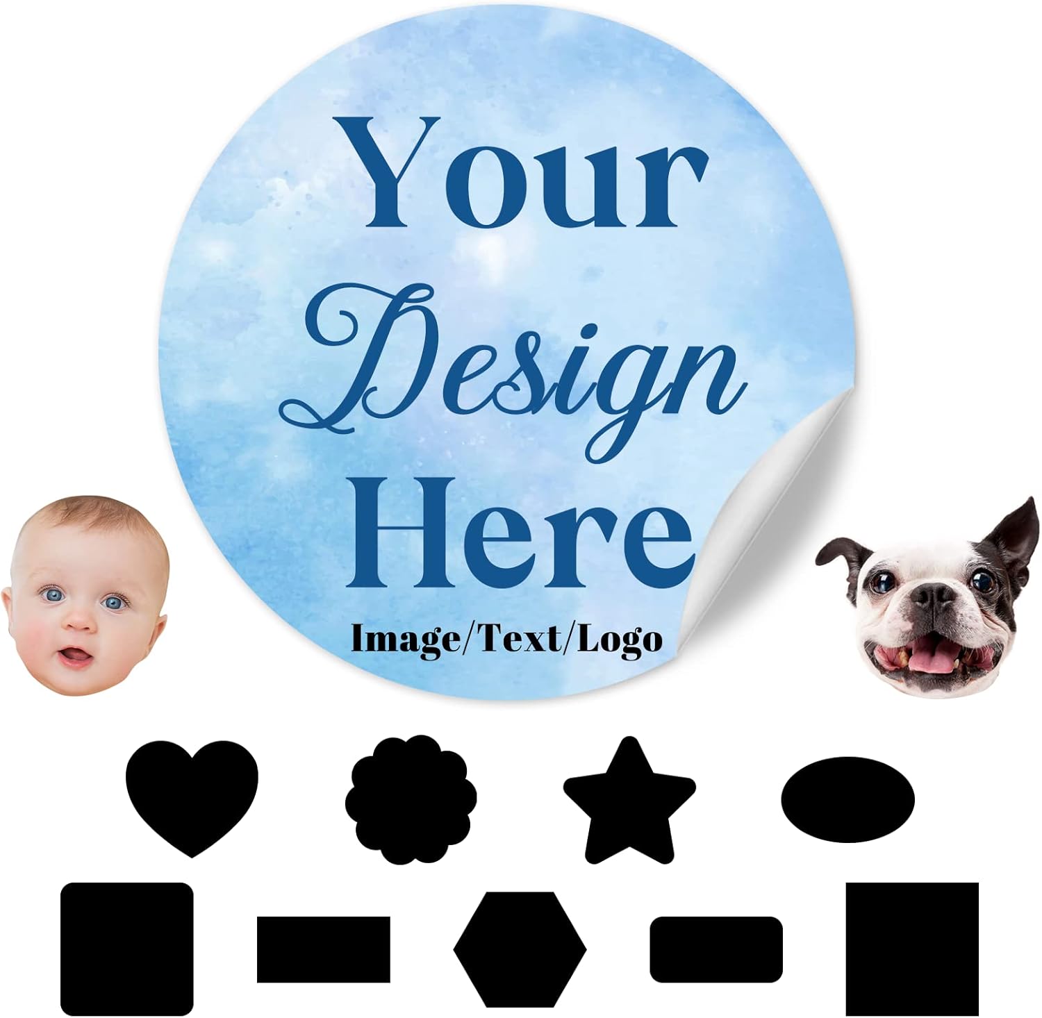 Custom 300 Pack Stickers with Business Logo, Address, Name - Personalized Stickers for Favors, Wedding, Birthday, Baby Shower