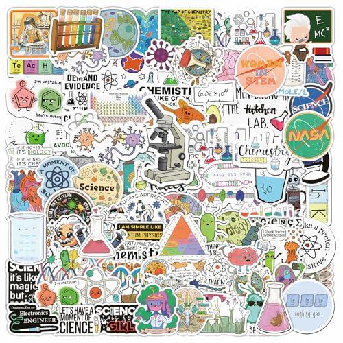105PCS Sciences Sticker Vinyl Waterproof Chemistry Decals for Water Bottle