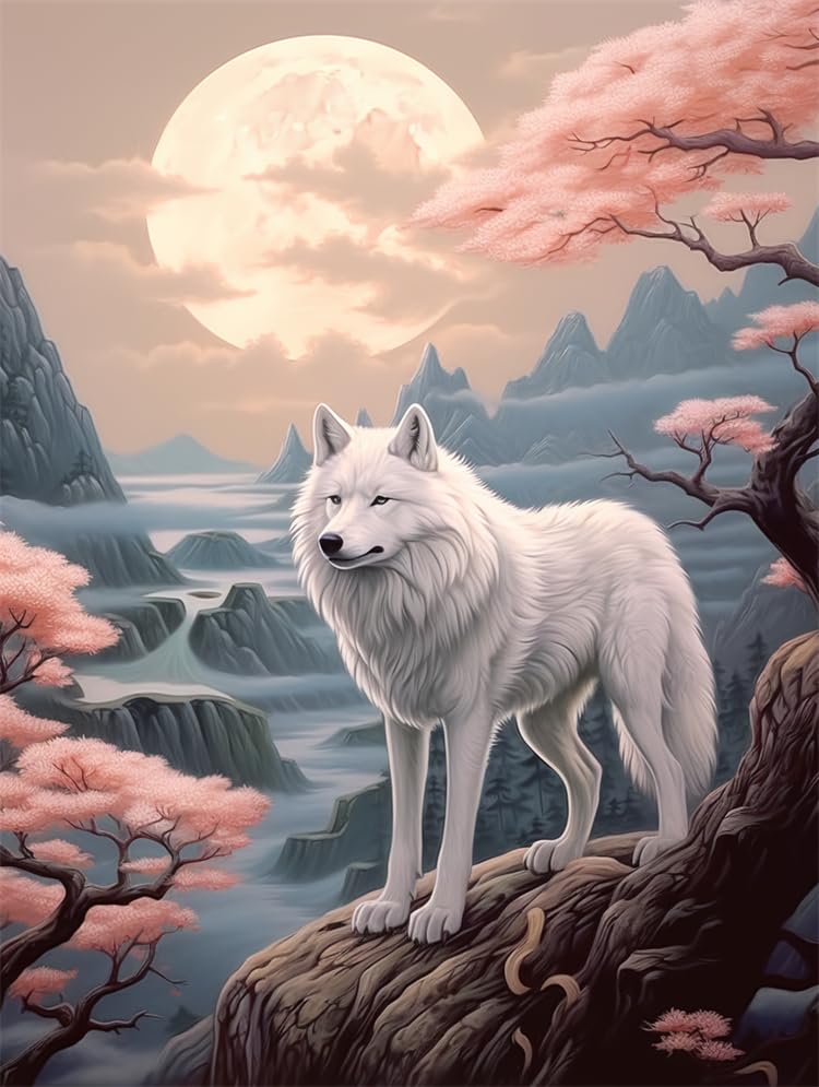 Broderie de perles animal loup et fleurs de qualité supérieure kit COKYIS 40x50cm