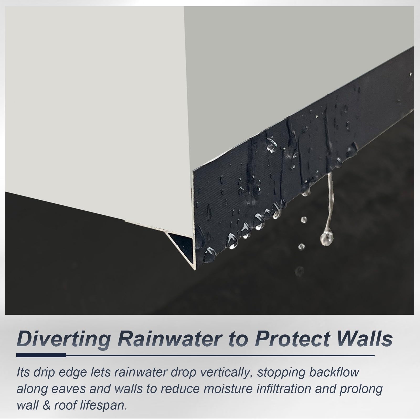 Perfil Goteron Exterior Perfil de Aluminio con Borde de Goteo Ensanchado para Balcones Adosados ​​a La Pared; Canaliza El Agua de Lluvia y Evita Manchas La Fachada(White,6pcs)