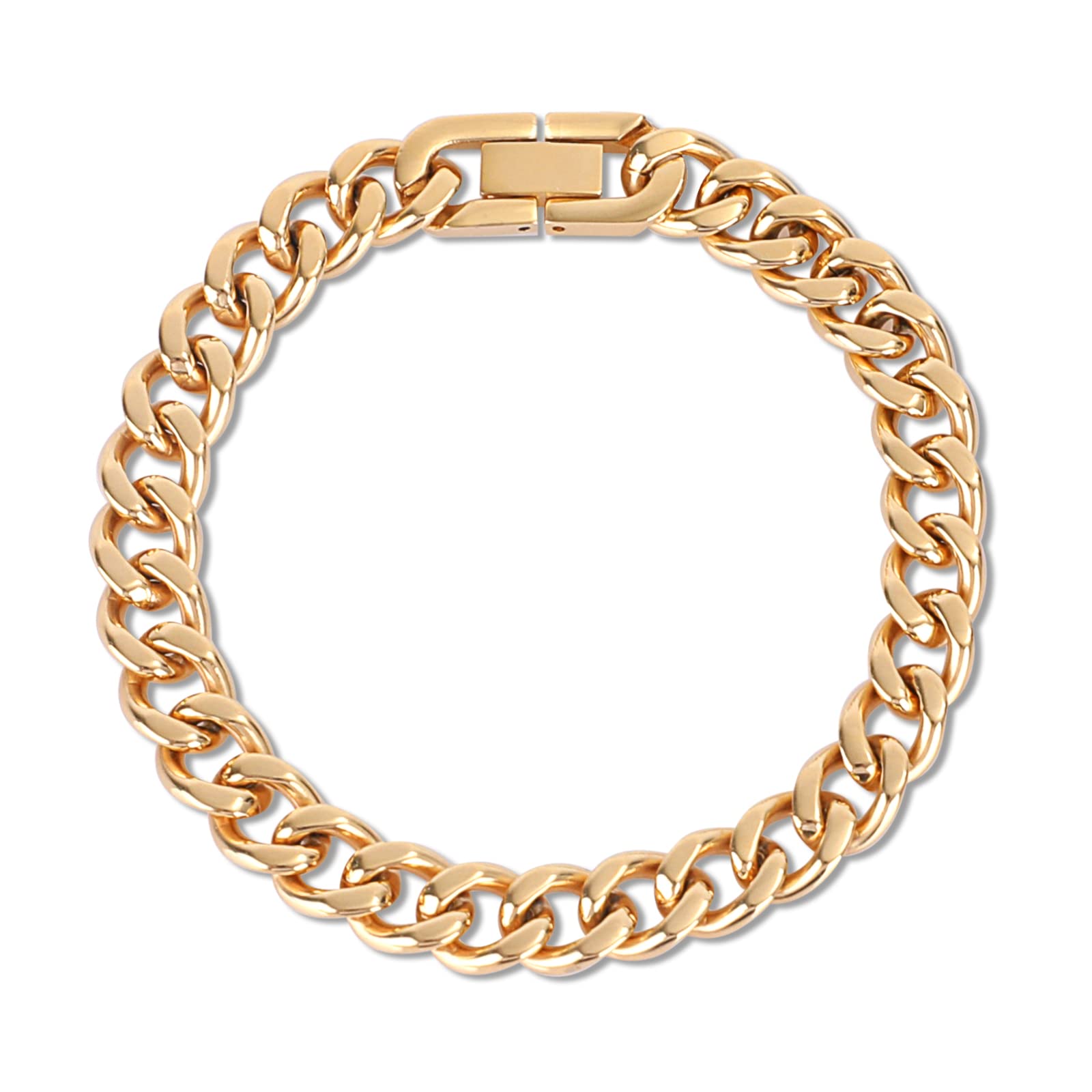 SanThree 9 5mm Solid Titanium Cuban Link Chain Bracelet for Men Lightweight Skin-Friendly Hip Hop Bracelets for Birthday