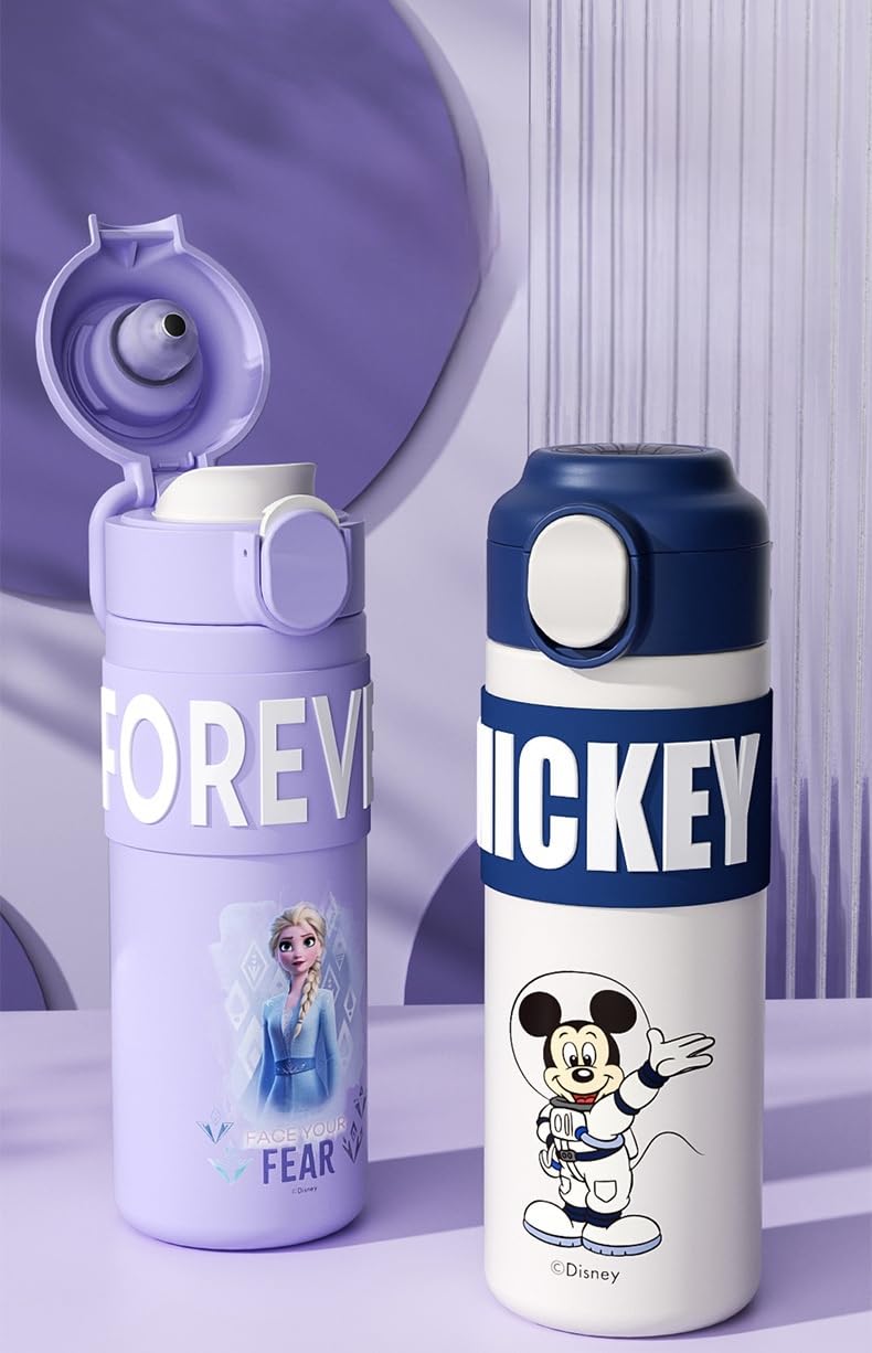 FASHION YO 400ml Kids Elsa Water Bottles for Girls Stainless Steel Water Bottle for School Vacuum Insulated, BPA-Free - Image 4