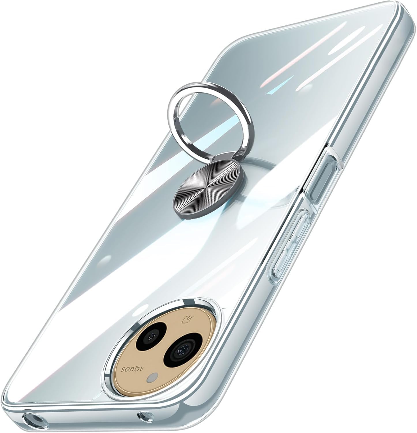 AQUOS sense9 / sense10 ケースリング付きアクオスセンス9 / センス10 / SH-53E / SH-53F / SHG14 / SH-M29 / SH-M33 用 カバー クリア リング付き 透明 おしゃれ OURJOY スマホケース メッキ加工 ソフトケース 耐衝撃 軽量 薄型 スタンド機能 車載ホルダー対応ス・クリア