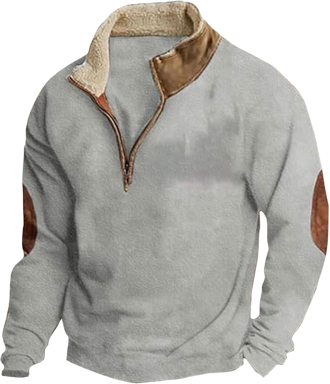 Men's Fleece Sweatshirts Vintage Quarter Zip Long Sleeve Pullover Casual Long Sleeve Warm Winter Sweatshirt