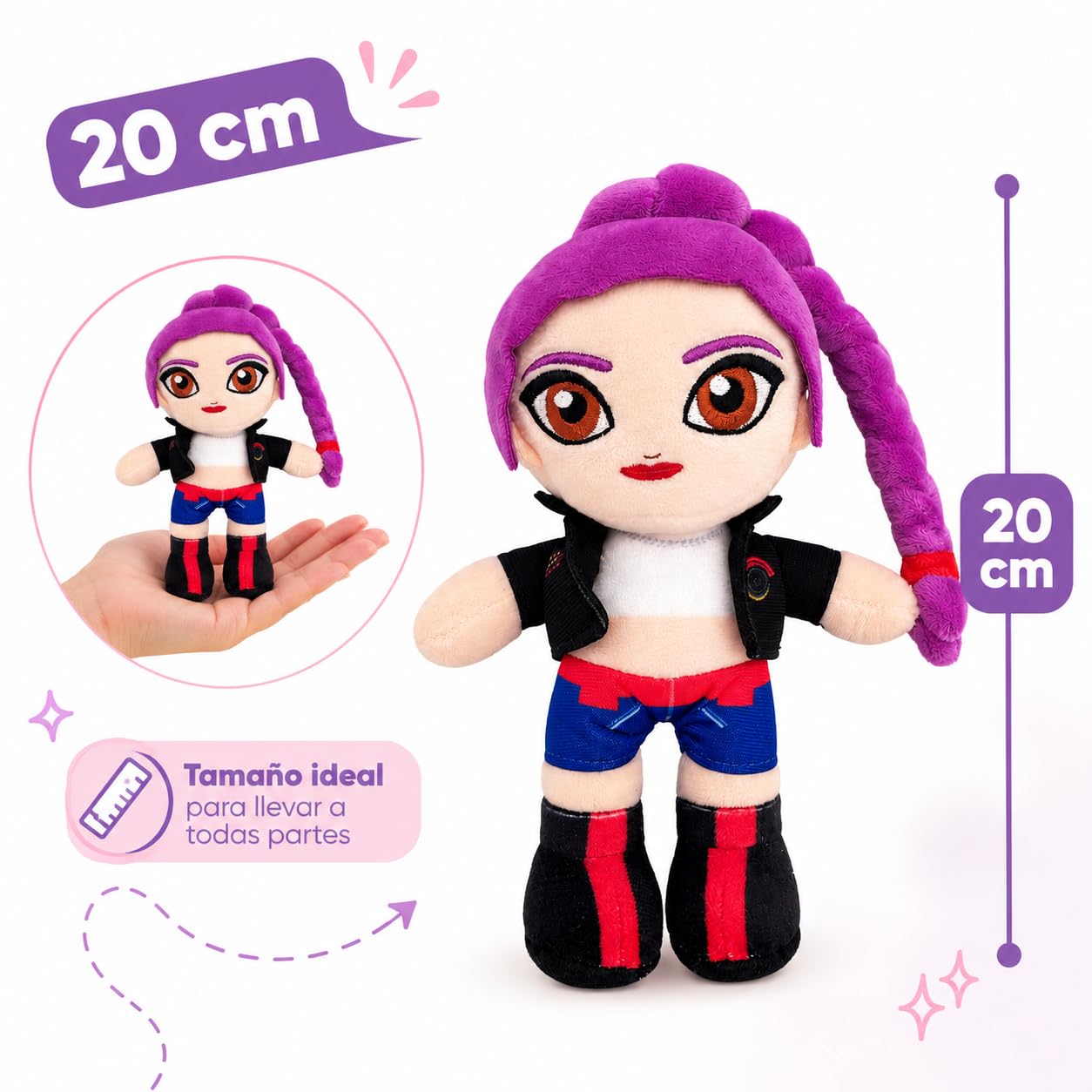 Grupo Moya - Peluche K-Pop Music 20 cm, Muñeca de Tela Suave, Muñeco Decorativo de Poliéster, Regalo para Fans de la Música Coreana, Peluche Coleccionable. (Lila)