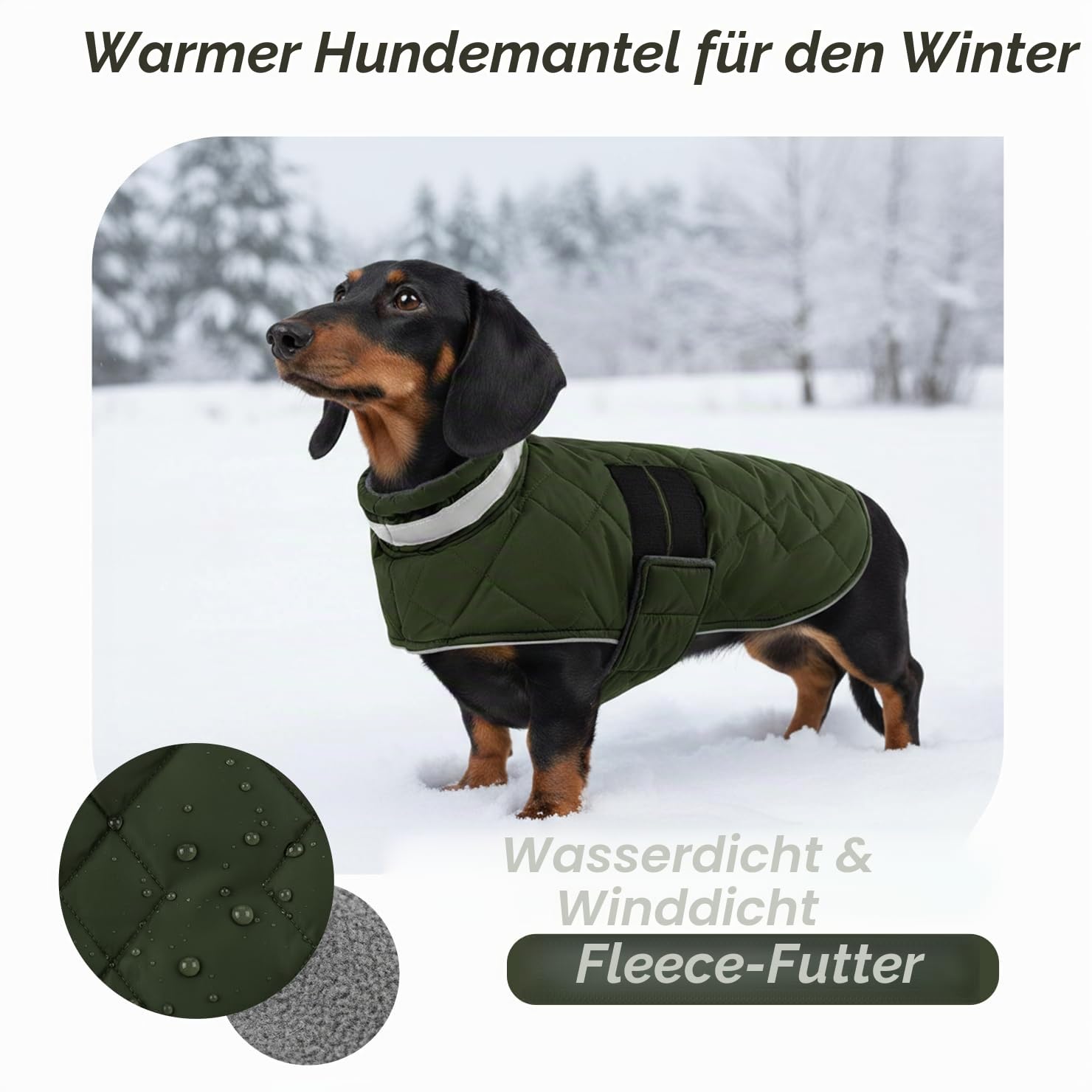 ASENKU Hundemantel Winter XL – Wasserdicht & Winddicht für Grosse Hunde | Fleecegefüttert, Reflektoren, verstellbarer Riemen. Warm Hundejacke für Border Collie, Boxer winterliche Spaziergänge