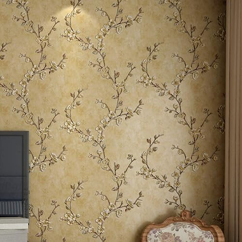 Q QIHANG Papel de pared de estilo pastoral retro campestre, no tejido, patrón en relieve, para sala de estar, dormitorio, sin pegar, 1.73 pies de