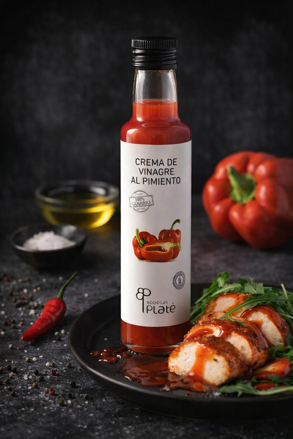 Crema de Vinagre de Pimiento 250 ml Aderezo artesanal vegano sin gluten