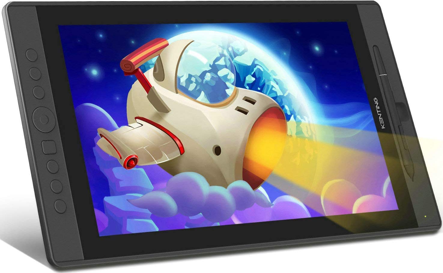 KENTING KT16 Drawing Tablet with Screen IPS Graphic Pen Display 15.6 inches Drawing Monitor Full HD 7 Express Keys and Dial Wheel 8192 Level Pressure Battery Free Stylus for Digital Art Windows Mac