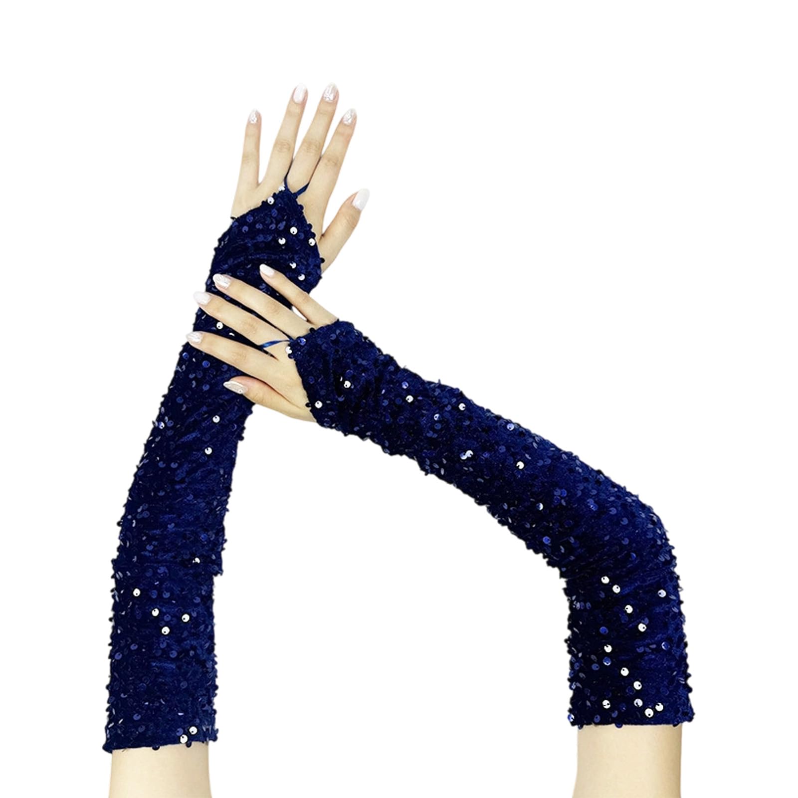 MICFENY Elegant Long Gloves Sequined French for Wedding Proms for Women and Girls 1920s Theme Musical Operas Dancing