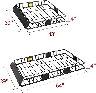 Leader Accessories Roof Rack Cargo Basket with 150LB Capacity Car Top Luggage Carrier 64"x 39"x 4" Fit for SUV Truck Cars