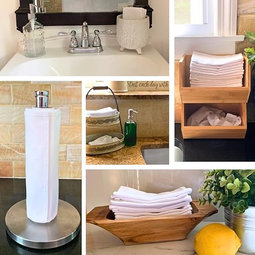 Miniatura 5 de TUTENAGO Toalla de papel de algodón reutilizable alternativa, fabricada en Estados Unidos, absorbente y duradera, lavable a máquina, toalla de mano
