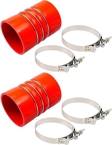 EMIHO Mangueras intercooler de silicona con abrazaderas de 4 x 6 pulgadas, aptas para semircamiones, manguera de joroba roja con turbocompresor de