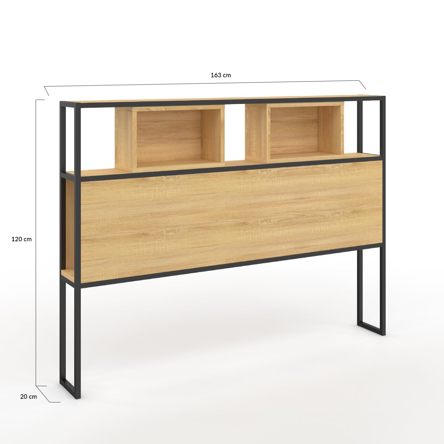 IDMarket - Tête de lit sur Pied Detroit 165 cm Bois et métal Noir Design Industriel