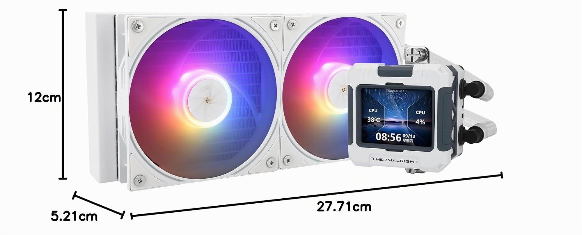 Thermalright FW 240 - Raffreddamento ad acqua ARGB bianco con 2 ventole PWM, schermo LCD IPS 320 x 240, raffreddamento AIO, raffreddamento CPU liquido per raffreddamento Intel PC Aio: AM4/AM5/LGA1700