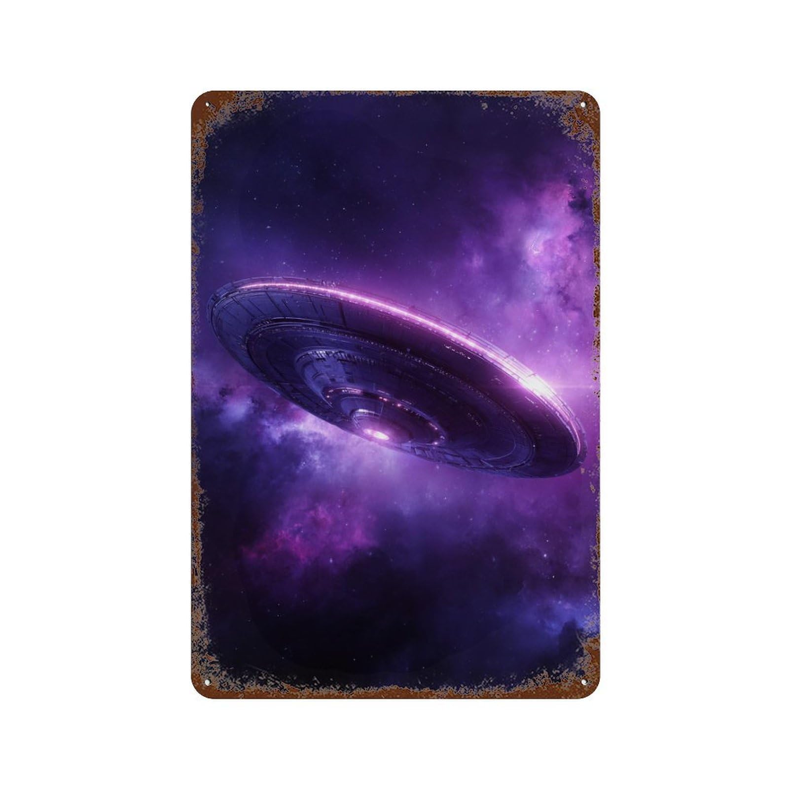 Galactic Spaceship Adventure Rustic Tin Plaque 11.8"x7.9", Industrial Home Decor for Pub, Kitchen And Man Cave Decor