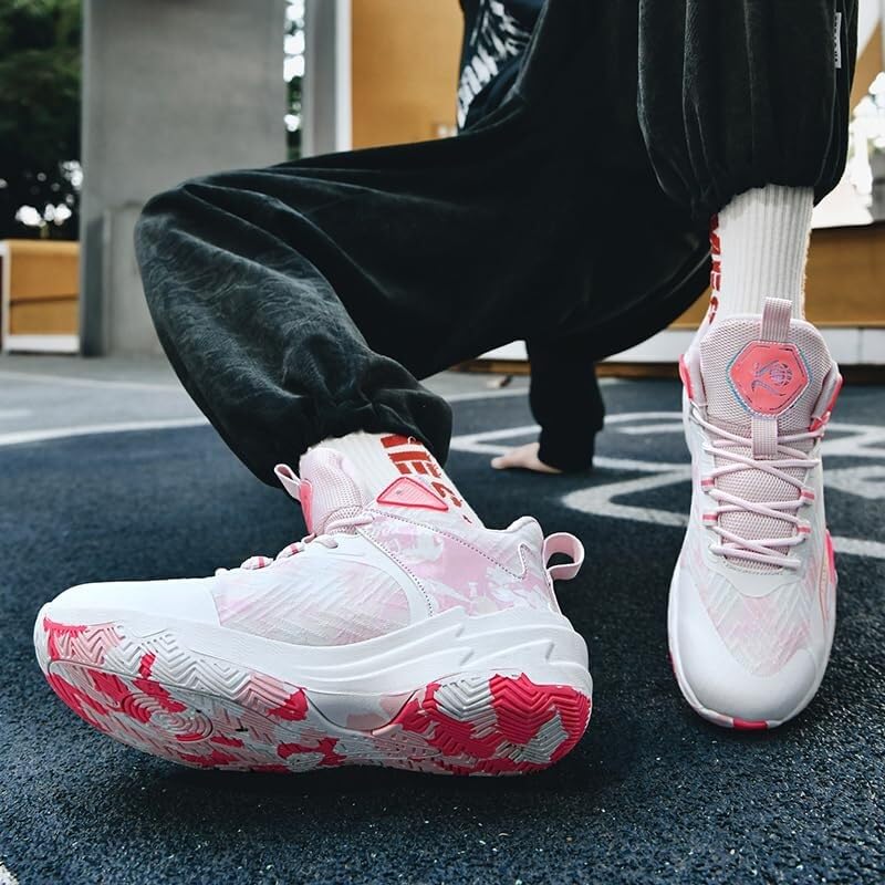 Buty do koszykówki unisex, antypoślizgowe, odporne na zużycie, amortyzujące, lekkie, młodzieżowe, sportowe(Pink,44 EU)