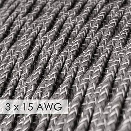 Extension Cord - Twisted Gray Linen TN02-15/3 AWG - 50ft