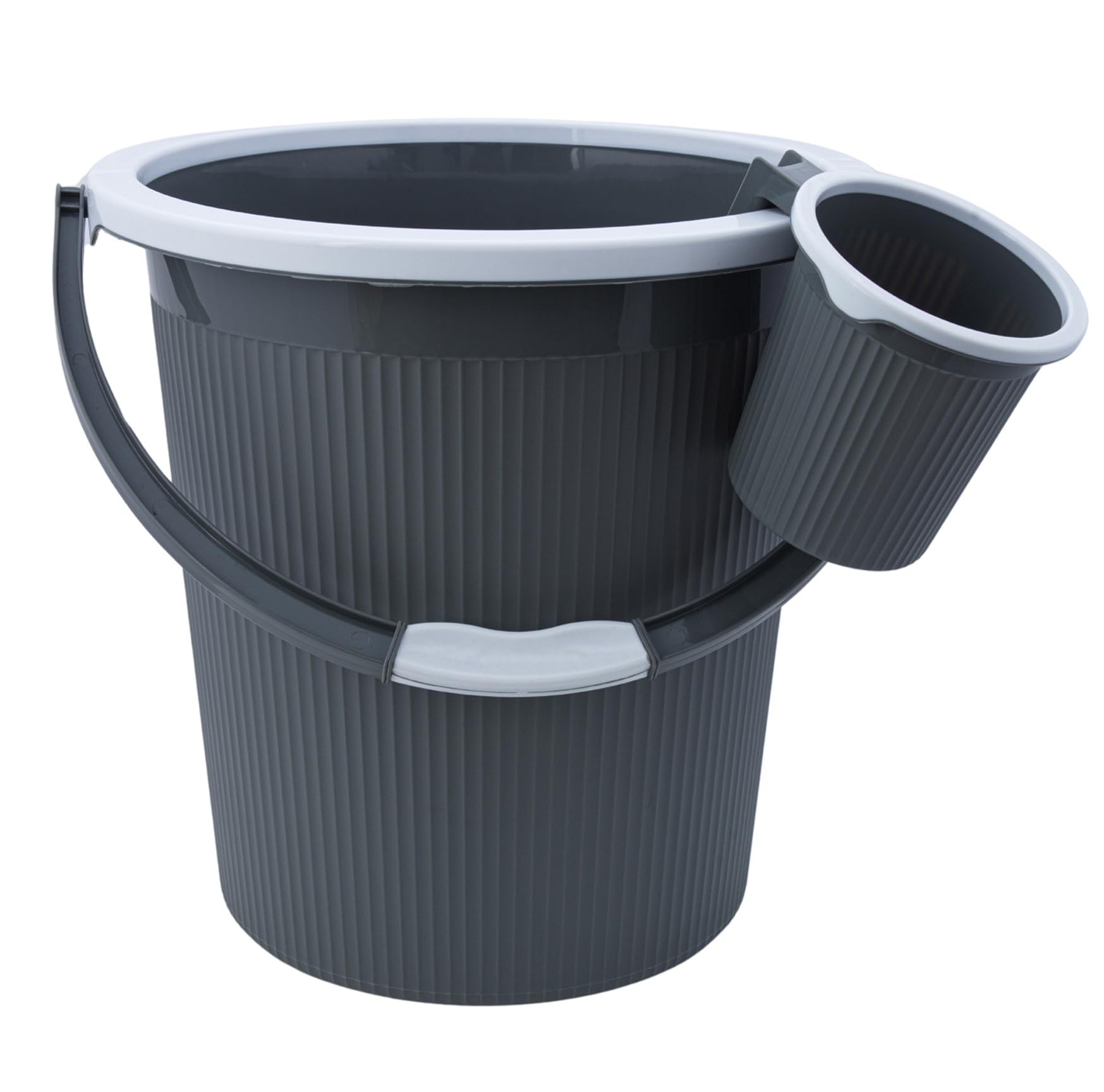 Dhwani Enterprise Plastic Round Double Moulded Unbreakable 20 LTR Bucket + 1 LTR Mug Bathroom Set (Dark Grey) (B0DDJFDZWY) Amazon Price History, Amazon Price Tracker