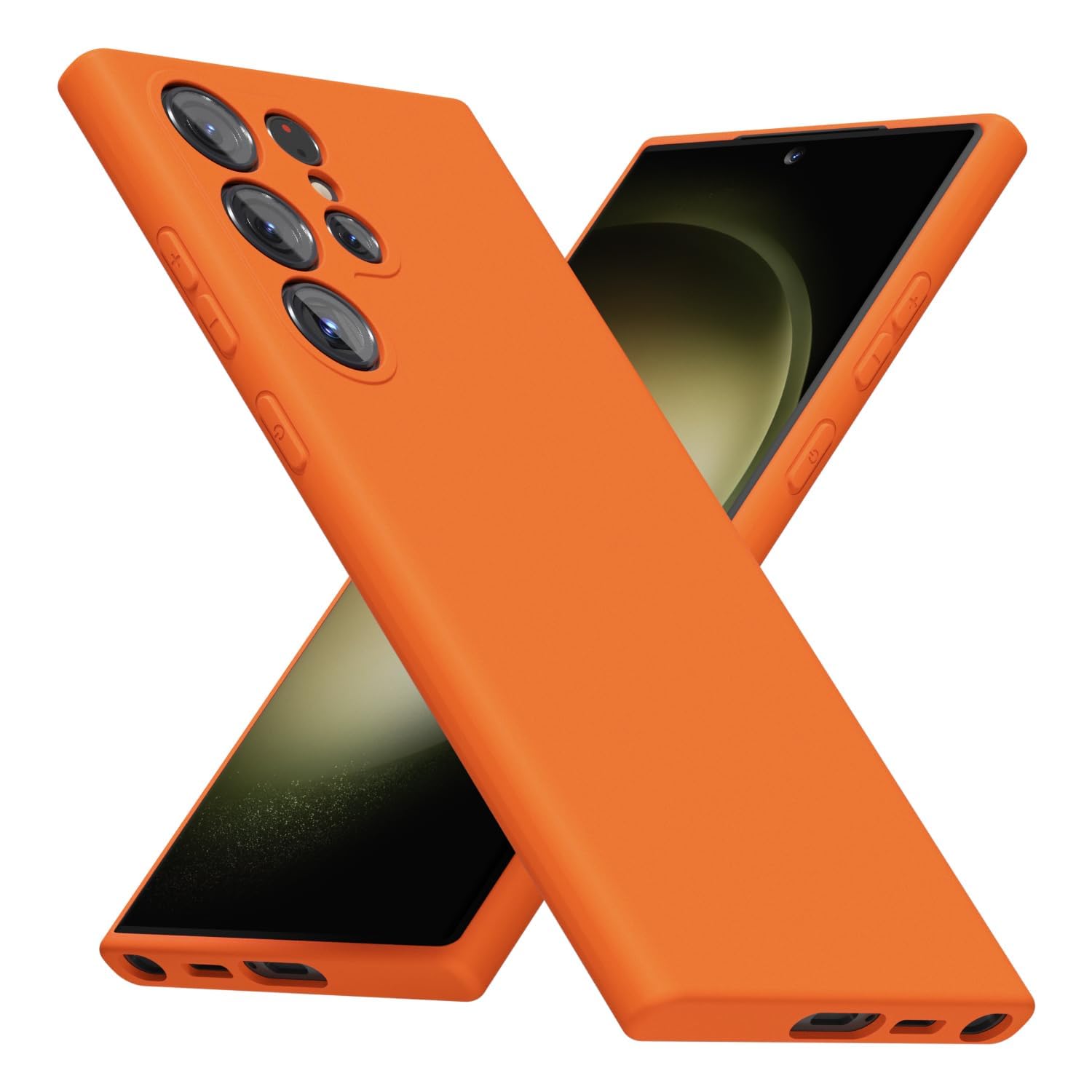 LoeoeL for Samsung Galaxy S23 Ultra Phone Case Silicone, Fluorescent Neon Orange Bright Color Matte TPU, Minimalist Ultra Thin Slim Soft Rubber Gel Girly Cute Case for Women Men, Camera Cover Neon Orange S23 Ultra
