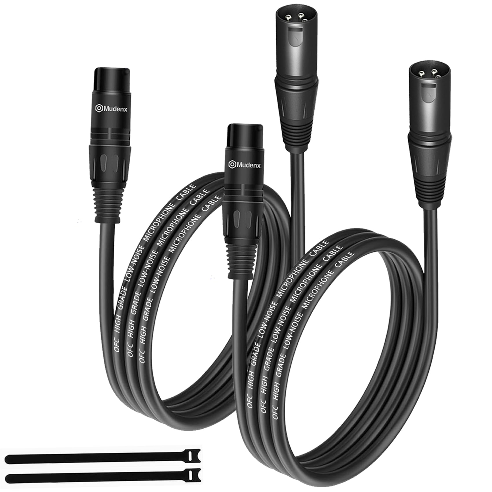 mudenx XLR Cables 5FT 2 Pack,XLR Male to Female 3 Pins Microphone Cable,Shielded Balanced Oxygen-Free Copper (OFC) Speaker Cord