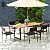 Tangkula 7 Pieces Outdoor Dining Set, Patented Patio Furniture Set w/Large Rectangle Acacia Wood Table Top, Rattan Chairs with Steel Frame, Umbrella Hole, for Backyard Garden