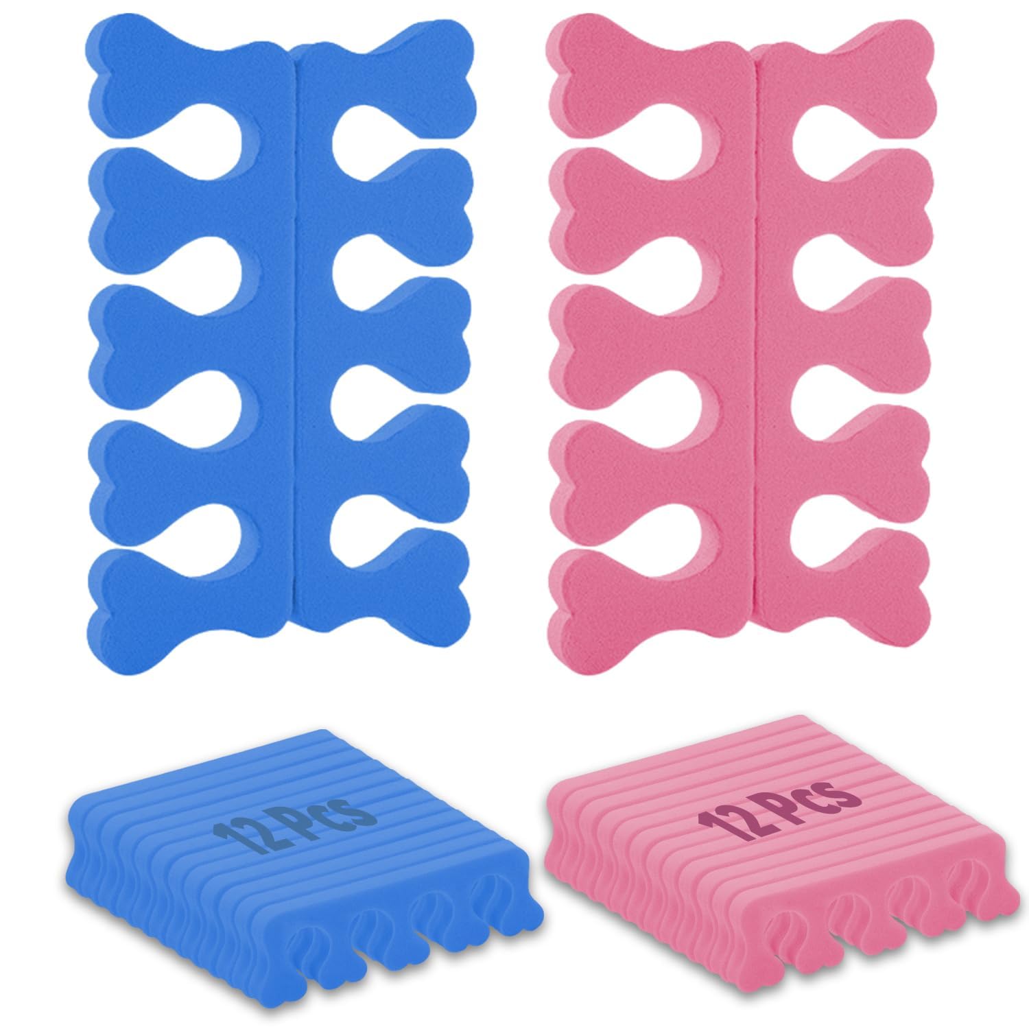 Toe Separator, 12 Pairs 24 Pieces Soft Sponge Toe Separators for Women and Men, Bunion Thumb Corrector, Toe Spacer, Foot Finger Separator, Toe Straightener for Pedicures and Nail Care-image-47