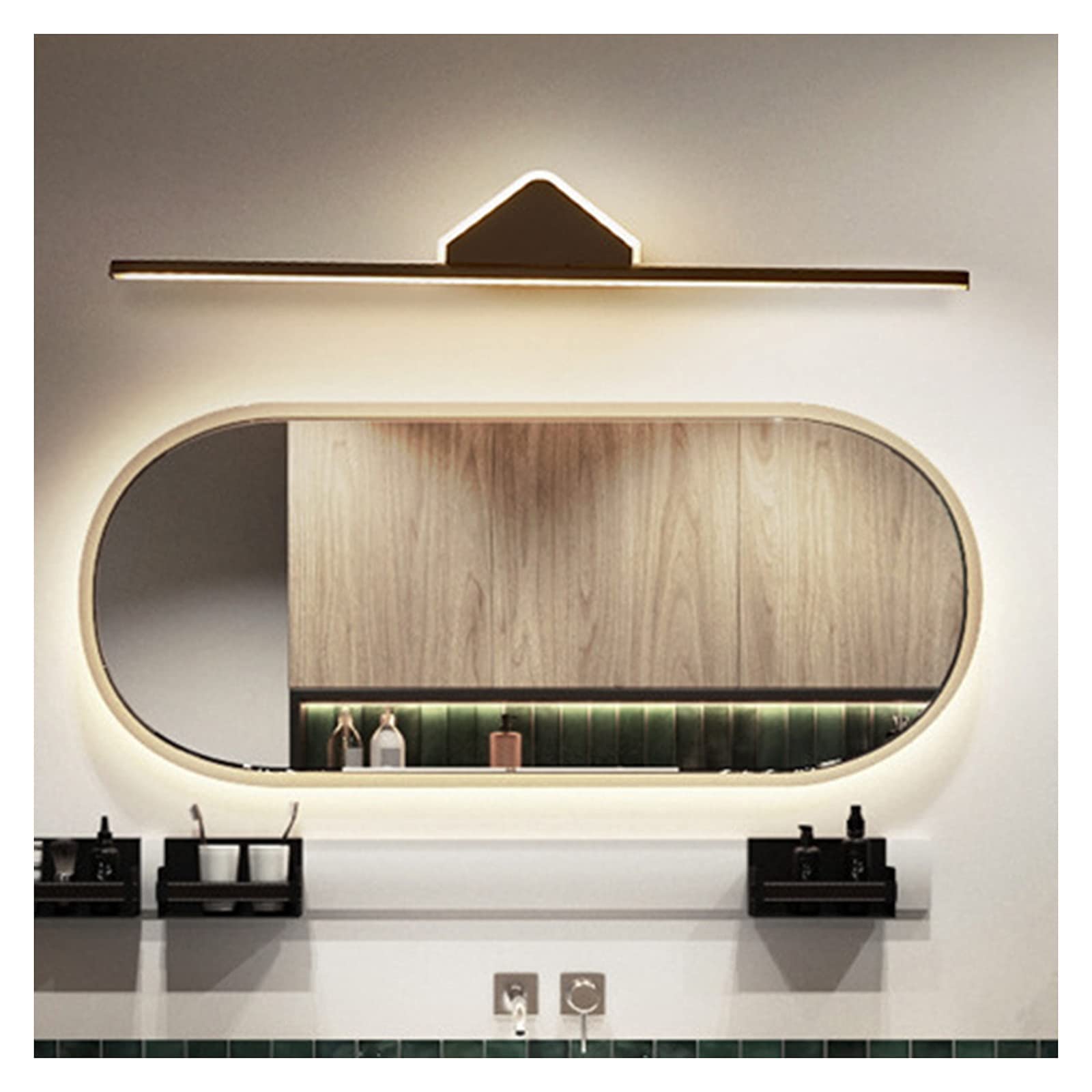 XANAYXWJ 41/61/81 cm Espejo Luces Delanteras Creativo Negro Hogar Apartamento Baño Impermeable Niebla Tocador Maquillaje Dormitorio Armario Led Lámpara de Pared Ahorro de Energía (81 CM, Eficiencia de