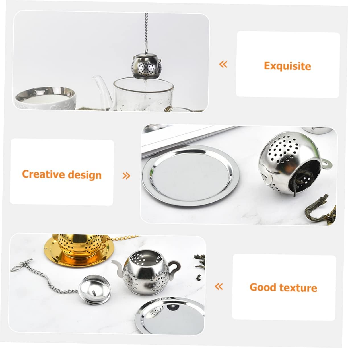 Ciieeo 12sets Mug Tea Infuser Stainless Steel Tea Strainer Loose Leaf Steeper Modern Design