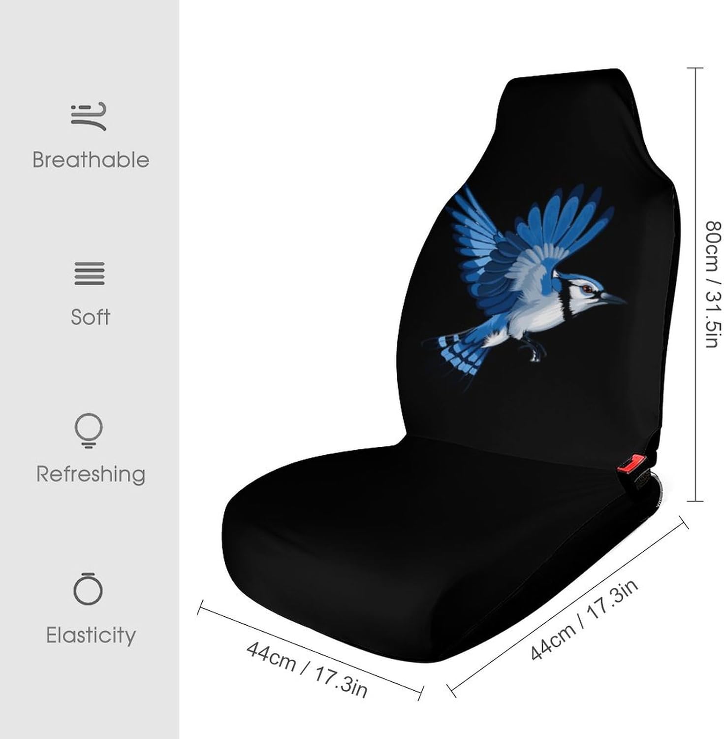 Animal Bird Blue Jay Car Seat Covers Automotive Seat Covers Car Seat Protector Auto Front Seats Protector for Most Cars 2PCS