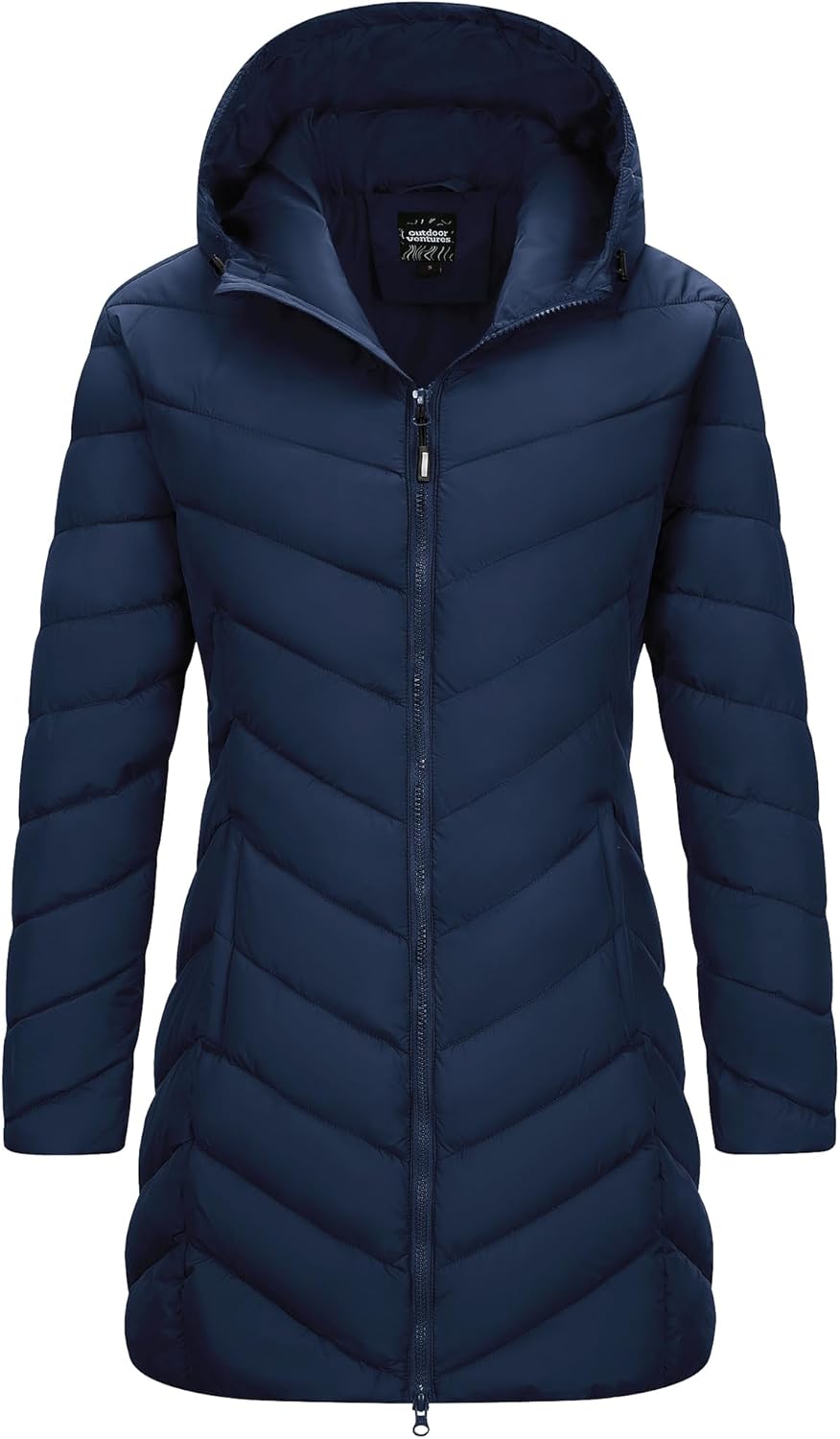 Outdoor Ventures Women's Long Hooded Lightweight Puffer Coat Quilted Insulated Winter Jacket