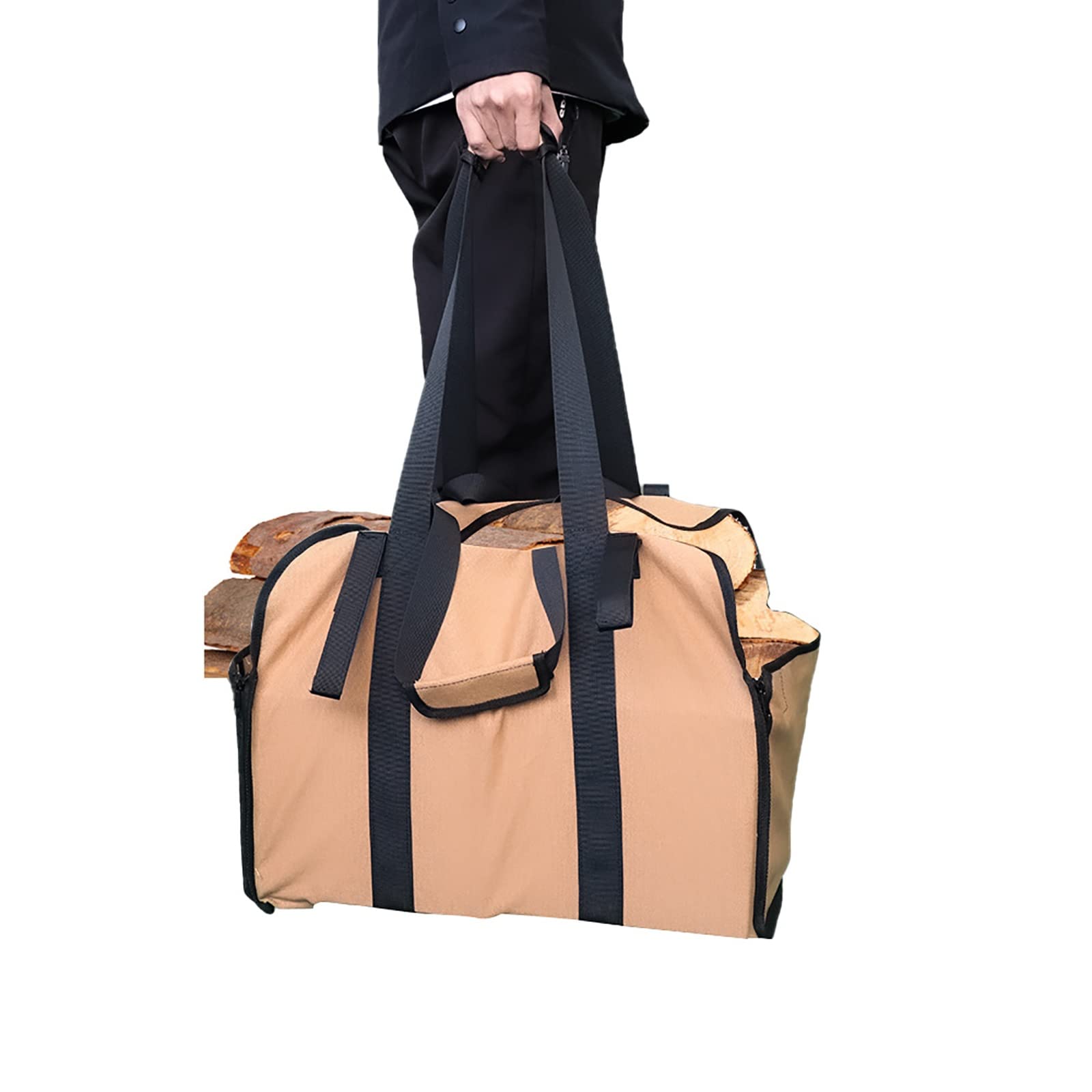 焚き火用品 薪ログキャリア大型薪バッグワックスキャンバスログキャリアトート高容量耐久性のある暖炉 Accesso 防水薪バッグ 薪バッグ ログキャリー  薪入れ 薪収納 トートバッグ 運搬 持ち運び 耐水 耐久性 暖炉 ストーブ 焚き火 キャンプ バーベキュー BBQ アウトドア 薪収納バッグ トート薪オーガナイザー ポータブル 耐久性 キャンバス ロギングバッグ 薪キット キャンプ用品の収納に最適