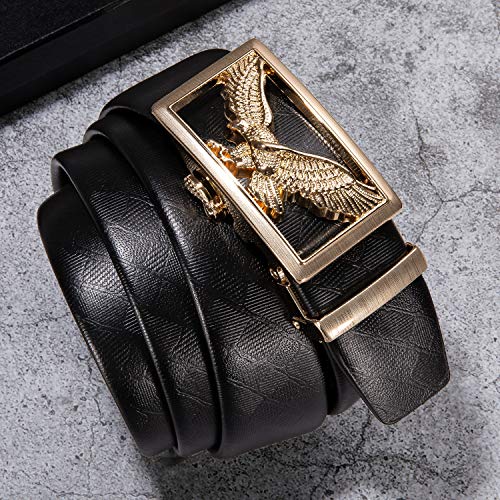 Image of Dubulle Designer Men's Belts, Ratchet Leather Sliding Buckle Dress Belt