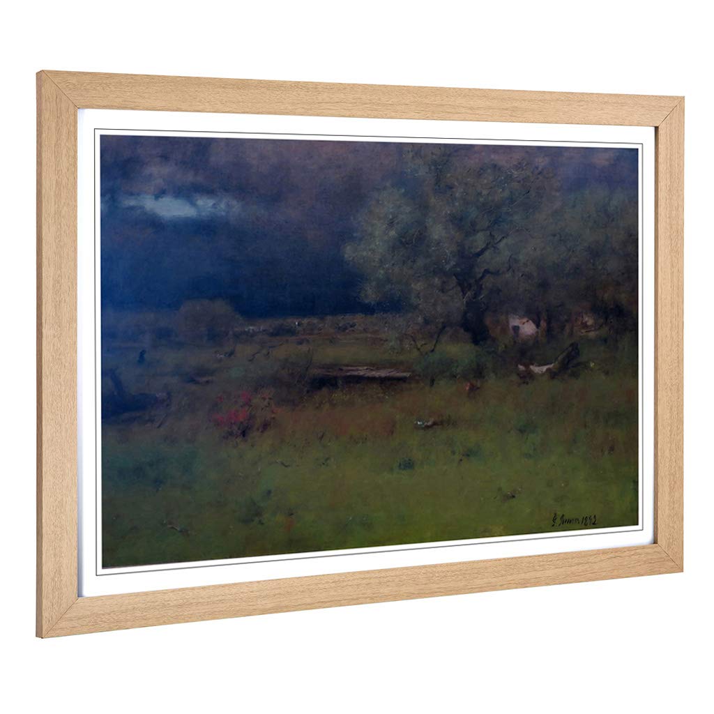 Big Box Art Framed Print of George Innes The Passing Storm Design | Wall Art Picture | Home Decor for Kitchen, Living, Dining Room, Bedroom, Hallway, Office, Oak, A2 / 24.5x18 Inch / 62x45cm