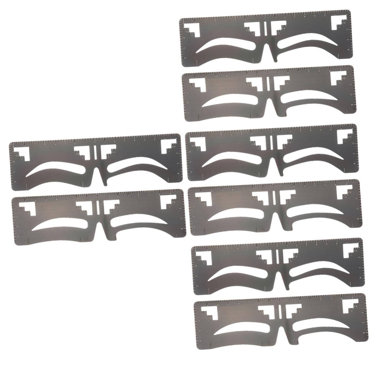 Healeved 8pièces Règle à Sourcils Acier Pochoir De Maquillage Pour Design Sourcils Outil Pratique Et