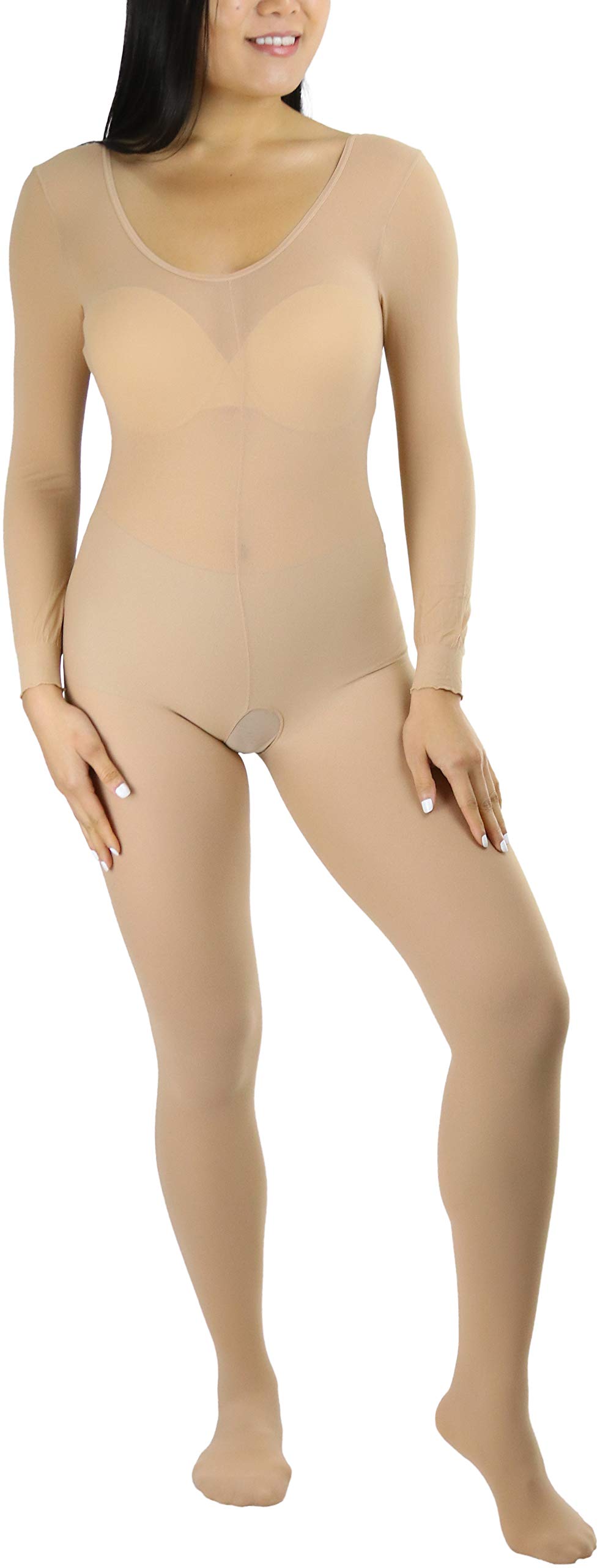 ToBeInStyle Women's Long Sleeve Bodystocking Bodysuit Lingerie Regular &amp; Plus Sizes