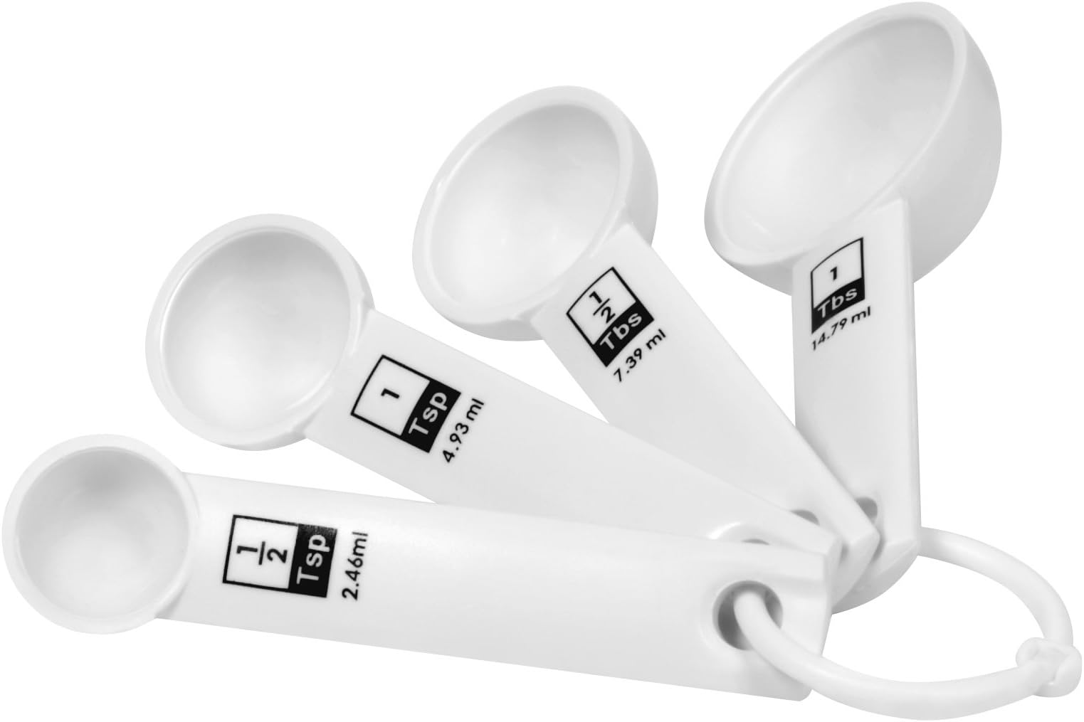 EKCO1094905 4 Piece Plastic Measuring Spoon Set, White