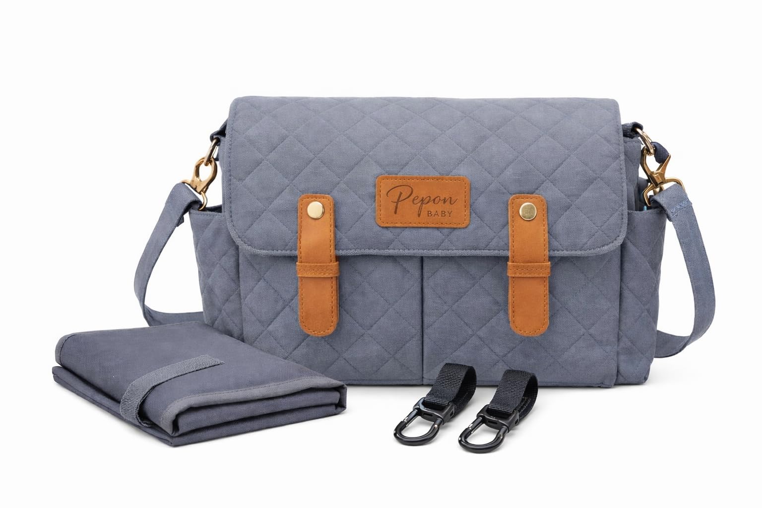 Bolso Carro Bebé Pequeño y Compacto – Organizador Carrito Bebé Impermeable Oxford 600D + Cambiador Portátil + Correas Manillar + 2 Ganchos Metálicos Universales + Correa Ajustable + Caja Regalo