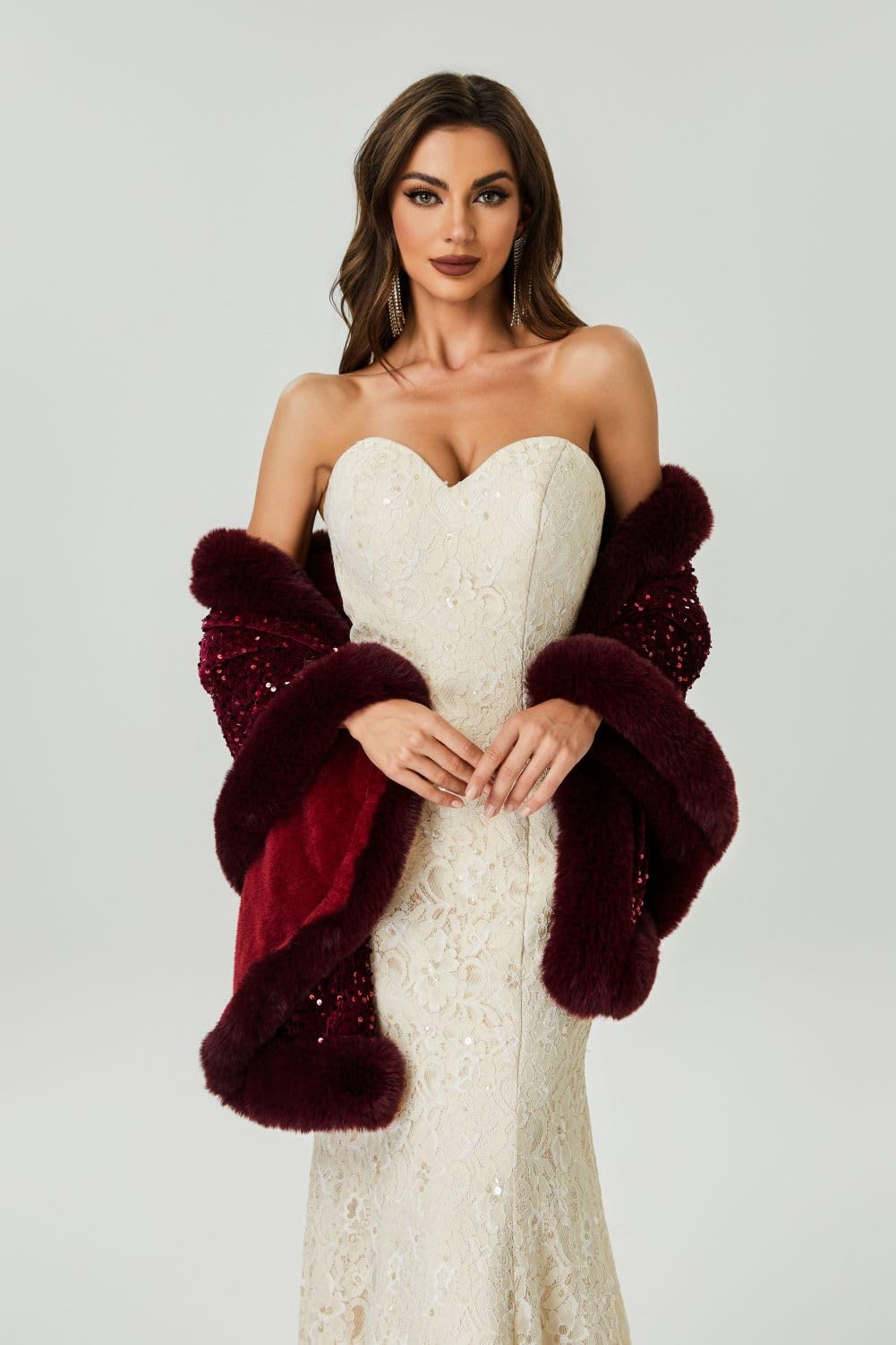 Châle en fausse fourrure pour femme - Cape pour bal de fin d'année, soirée, vêtements d'extérieur