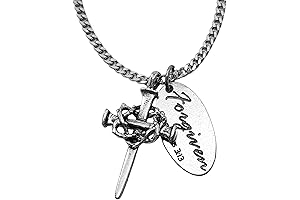 Nail Cross Crown of Thorns Pewter Antique Silver Metal Finish with Forgiven Pendant Necklace