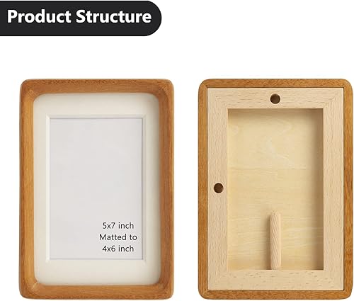 Miniatura 10 de Marcos de fotos de madera natural, marco de fotos de mesa con paspartú, marco de fotos de estilo rústico para colgar en la pared para decoración del