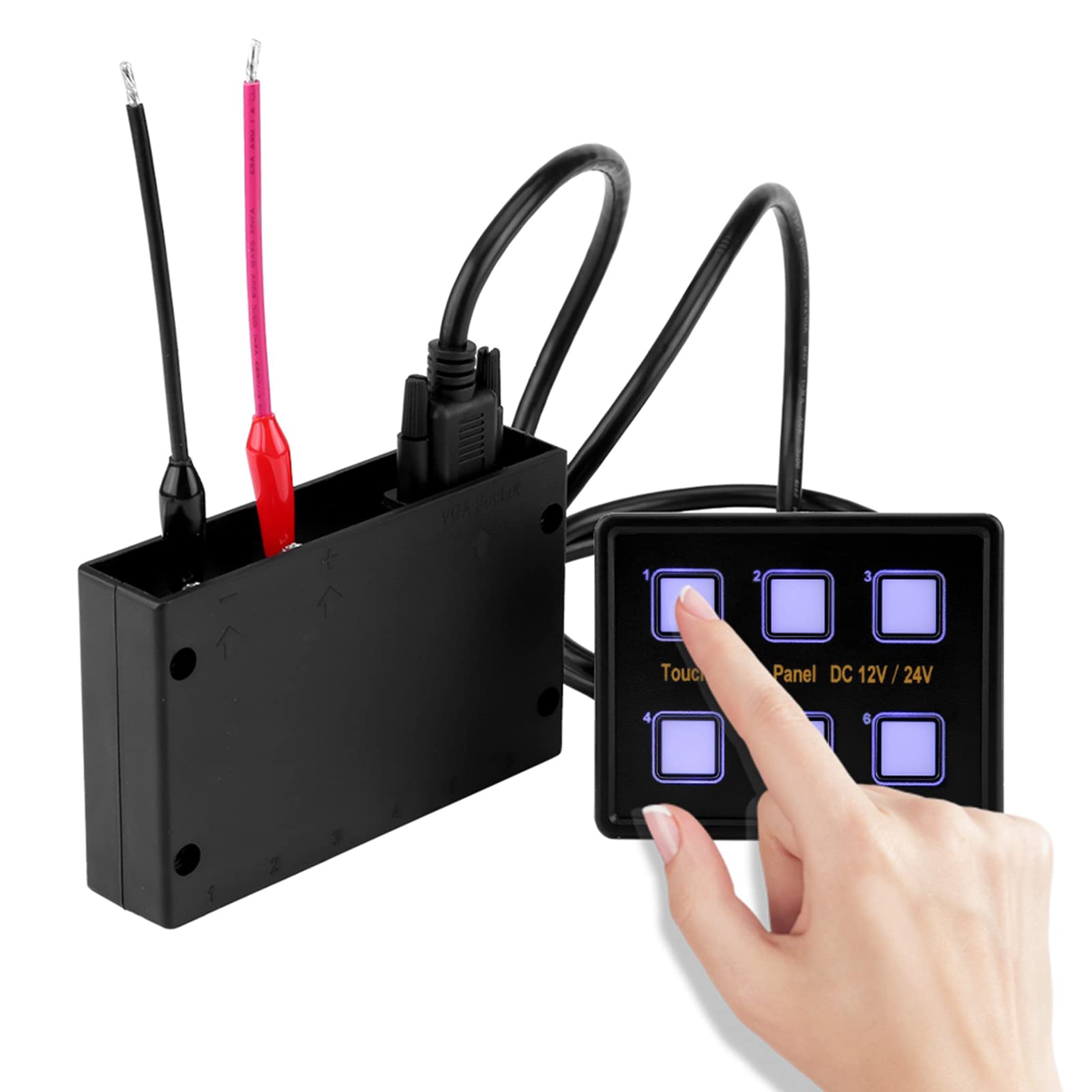 Touchscreen Schalttafel 6 Gang Schalttafel 12V-24V Universelle LED Touchscreen Bedienfeldbox für Auto, Boot, LKW, Traktor