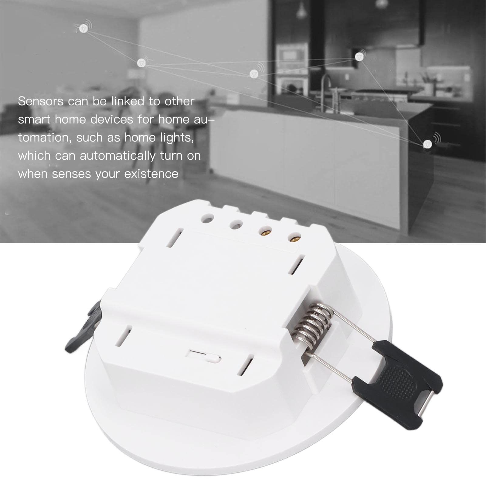 Aramox Sensore Umano Intelligente, Sensore di Movimento Umano ABS, Rilevamento del Soffitto da 0,3 a 9 M, Rilevamento Statico e di Movimento, Controllo App per la Sicurezza Domestica